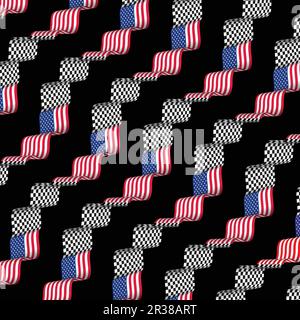 USA et race drapeau à damier rubans noirs Illustration de Vecteur