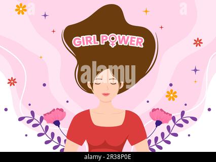 Girl Power Vector Illustration pour montrer les femmes peut également être plus forte et indépendante dans les droits de la femme et la diversité Flat dessin dessin animé à la main modèles Illustration de Vecteur