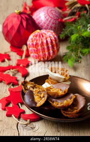 Petites Florentines avec glaçage au chocolat Banque D'Images