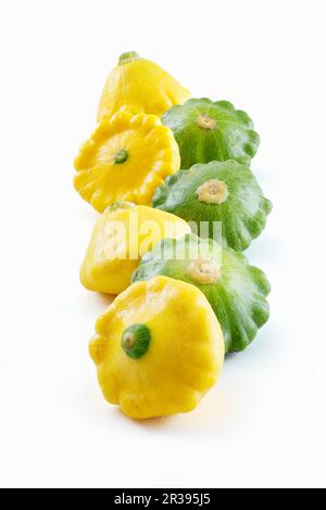 Courge pantypan vert et jaune Banque D'Images