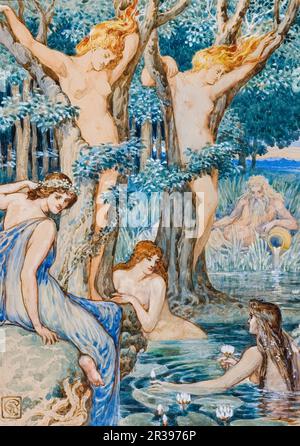 Walter Crane, Nyads et Dryads, peinture avant 1915 Banque D'Images