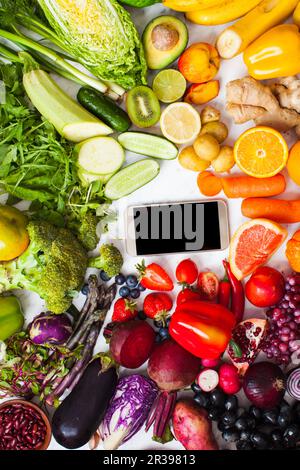 Concept de livraison légumes et fruits frais biologiques de la ferme Banque D'Images