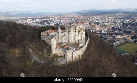 Boskovice, république tchèque-14 septembre 2023 : vue panoramique aérienne du château de Boskovice et de la ville-Hrad Boskovice, gothique médiéval pour en Moravie Banque D'Images