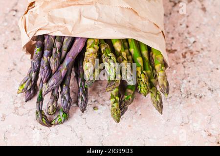 Top View close up de bande d'asperges fraîches Banque D'Images