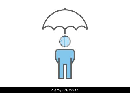 Personnes sous le parapluie. symbole d'assurance, protection, sécurité. Motif icône bicolore. Conception vectorielle simple modifiable Illustration de Vecteur