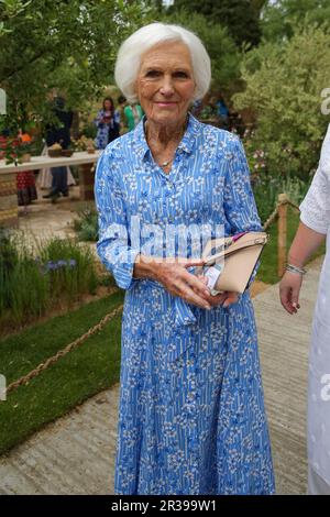 Londres, Royaume-Uni. 22 mai 2023 : Mary Berry assiste à la journée de presse au RHS Chelsea Flower Show, un salon de jardin tenu par la Royal Horticultural Society dans le domaine de l'Hôpital Royal Chelsea. L'exposition annuelle de jardinage a lieu pendant cinq jours du 23 mai au 27 mai. Credit: Dinendra Haria/Alay Live News Banque D'Images