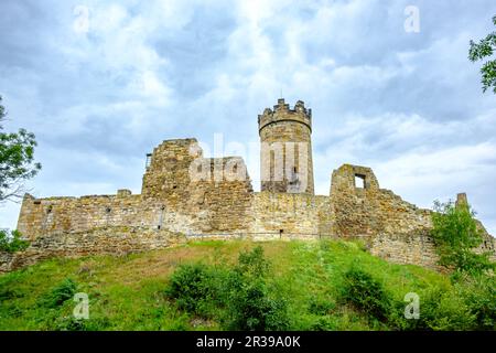 Château de Mühlburg, l'un des fameux châteaux de Drei Gleichen à Mühlberg, municipalité de Drei Gleichen, Thuringe, Allemagne. Banque D'Images