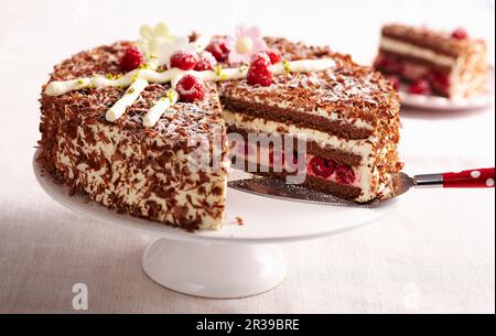 Gâteau de Pâques à la framboise avec base de biscuits Banque D'Images