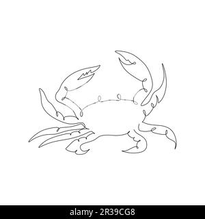 Un simple dessin de ligne abstraite simple en continu d'un concept d'illustration de vecteur d'icône de crabe Illustration de Vecteur