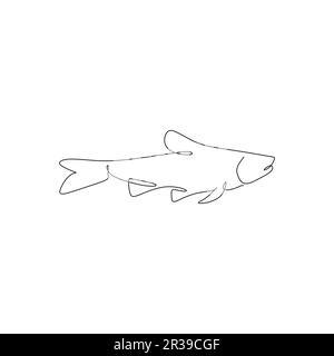 Icône de contour de poisson. Illustration vectorielle d'un poisson sur fond blanc. Illustration de Vecteur