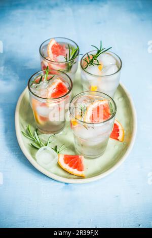 Gin tonique avec pamplemousse et romarin Banque D'Images
