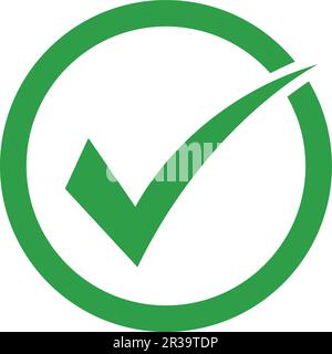 icône en forme de vecteur avec coche verte Illustration de Vecteur