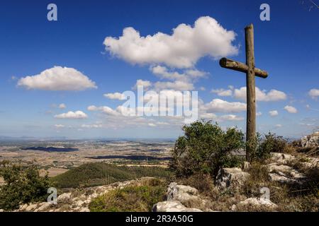 Plá de mallorca desde el santuario de Nuestra Senyora de Cura. Algaida, Pla de Mallorca.Mallorca.Islas Baleares. España. Banque D'Images