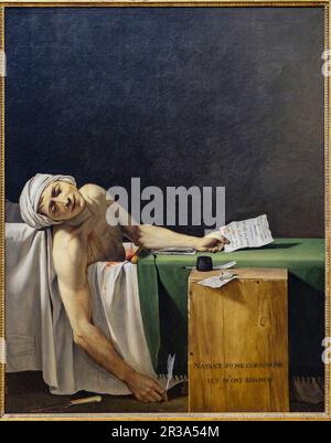 La muerte de Marat,Jacques-Louis David, 1793, oléo sobre lienzo, Neoclasicismo,Museo del Louvre, museo nacional de Francia, Paris, France,Europe occidentale. Banque D'Images