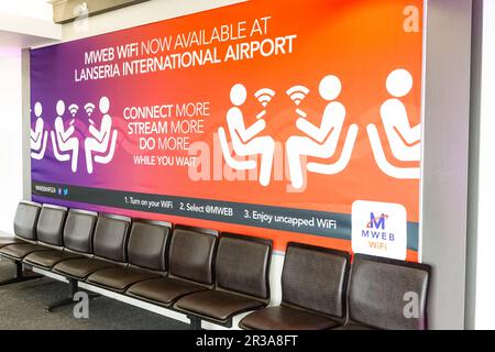 Intérieur de la petite salle d'embarquement de l'aéroport international de Lanseria Banque D'Images