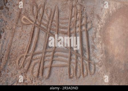 petroglyphe, gisement rocheux Aït Ouazik, Néolithique tardif, Maroc, Afrique. Banque D'Images