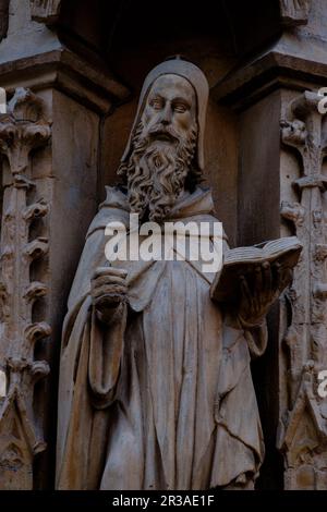 Escultura un Raymond Lulle, de Pedro de San Juan,1398, Eglise de San Miguel, Majorque, Iles Baléares, Espagne. Banque D'Images