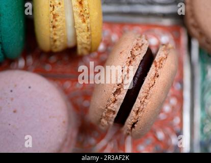 Café aux macarons Banque D'Images