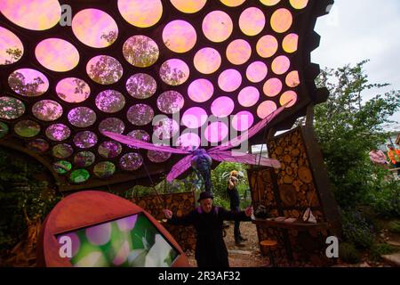 Londres, Royaume-Uni, 22nd mai 2023, le salon des fleurs de Chelsea commence le 23rd mai 2023. Le thème de cette année est le pouvoir de restauration des jardins et du jardinage, tant pour les gens que pour l'environnement., Andrew Lalchan Photography/Alamy Live News Banque D'Images