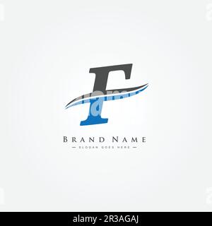 Logo créatif pour initial F dans le style monogramme - modèle vectoriel pour initial F lettre Illustration de Vecteur