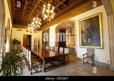 Sala del Consell de gouverner.Consolat de Mar, (sede para la presidencia del Govern Balear), siglo XVII..Palma Mallorca.Îles Baléares. L'Espagne. Banque D'Images