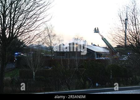 Un incendie à la boutique Ashvale Farm en février 2022 après avoir été maîtrisé Banque D'Images