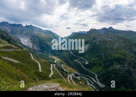 Col Grimsel en Suisse, canton du Valais, Suisse, Europe. Banque D'Images