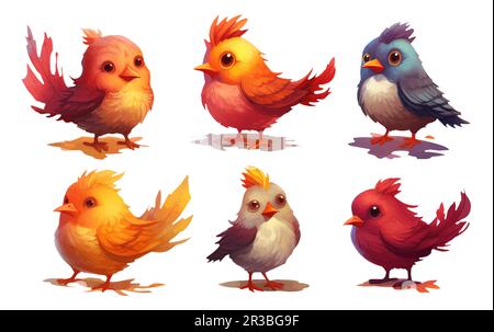 définir l'illustrateur vectoriel de différents oiseaux isolés sur fond blanc Illustration de Vecteur