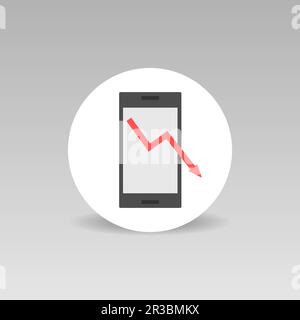 Tableau des ventes sur l'icône circulaire vectorielle de l'écran du smartphone Illustration de Vecteur
