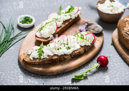 Sandwiches avec fromage cottage et wongges Banque D'Images