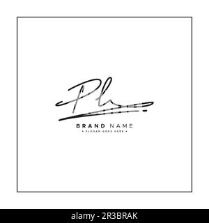 Logo de signature manuscrite pour lettre initiale PL - modèle de logo vectoriel pour Alphabet P et L. Illustration de Vecteur