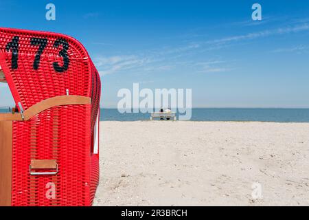 Panier de plage, plage, mer, Langeoog Banque D'Images