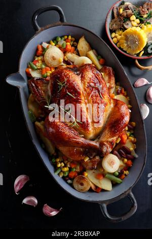 Du poulet avec légumes Banque D'Images