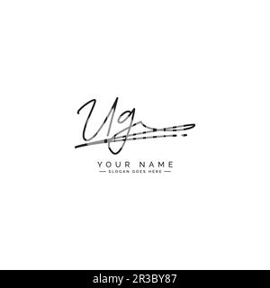 Logo de signature manuscrite UG - modèle de logo vectoriel pour les affaires de beauté, de mode et de photographie Illustration de Vecteur