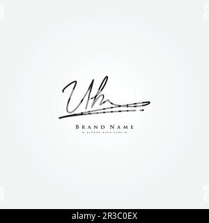 UH logo initial dans le style Signature pour la photographie et la mode d'affaires - dessin main logo Signature Vector Illustration de Vecteur