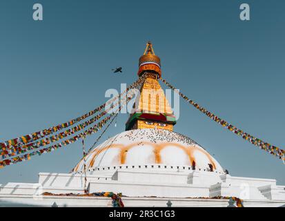 Célèbre Boudhanath Stupa, également appelé Boudnath, ou Boudha à Katmandou, Népal. C'est l'un des symboles les plus remarkcable du Buddism. Photo prise Banque D'Images