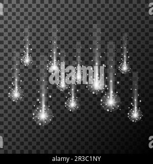 la brillance des étoiles de la comète meteorite et le vecteur blanc flash Illustration de Vecteur
