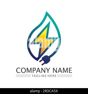 Symbole de la batterie d'alimentation illustration vectorielle modèle de conception.vecteur de chargement de la batterie Icône.alimentation de la batterie et logo éclair flash Illustration de Vecteur