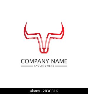 logo bull et emblème de corne logo logo bouclier d'icône Illustration de Vecteur