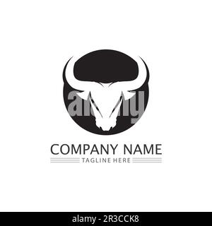 logo bull et emblème de corne logo logo bouclier d'icône Illustration de Vecteur