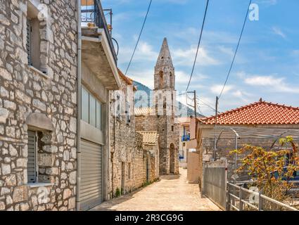 Église de Taxiarches, 18th siècle, village de Tseria, près de Kardamyli, Mani Messenian, Exo Mani, presqu'île du Péloponnèse, région du Péloponnèse, Grèce Banque D'Images