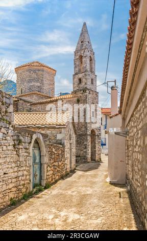 Église de Taxiarches, 18th siècle, village de Tseria, près de Kardamyli, Mani Messenian, Exo Mani, presqu'île du Péloponnèse, région du Péloponnèse, Grèce Banque D'Images