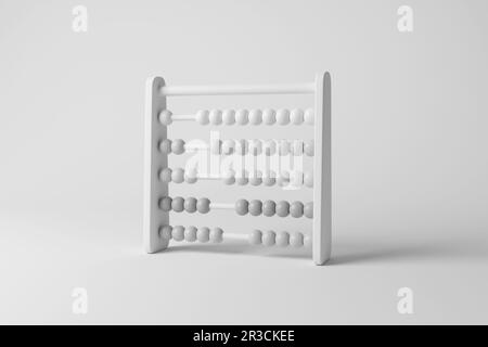 Blanc abacus Toy moussant l'ombre sur fond blanc en monochrome en niveaux de gris. Illustration du concept des jouets et des mathématiques pour enfants Banque D'Images