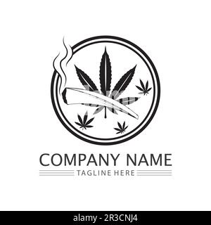 logo de cannabis et vecteur d'icône de feuille de marijuana Illustration de Vecteur