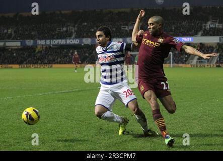 Fabio Da Silva des Queens Park Rangers affronte Gael Clichy de Manchester City. Le jeu termine un draw.QPR 29/01/13 QPR V Manchester City Banque D'Images