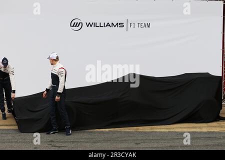 Le Pasteur Maldonado (VEN) Williams et Valtteri Bottas (fin) Williams dévoilent le Williams FW35.19.02.2013. Lancement de Williams FW35, Barcelone, Espagne., Credi Banque D'Images