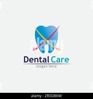 Soins dentaires et logo de la dent modèle illustration vecteur conception d'icône Illustration de Vecteur