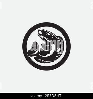 Channa Snakehead Fish, Predator Fish, animal design sous-marin, logo, et illustration Illustration de Vecteur