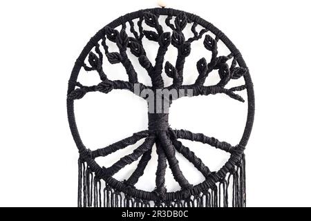 Arbre de vie de macrame noir Banque D'Images