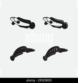 Channa Snakehead Fish, Predator Fish, animal design sous-marin, logo, et illustration Illustration de Vecteur